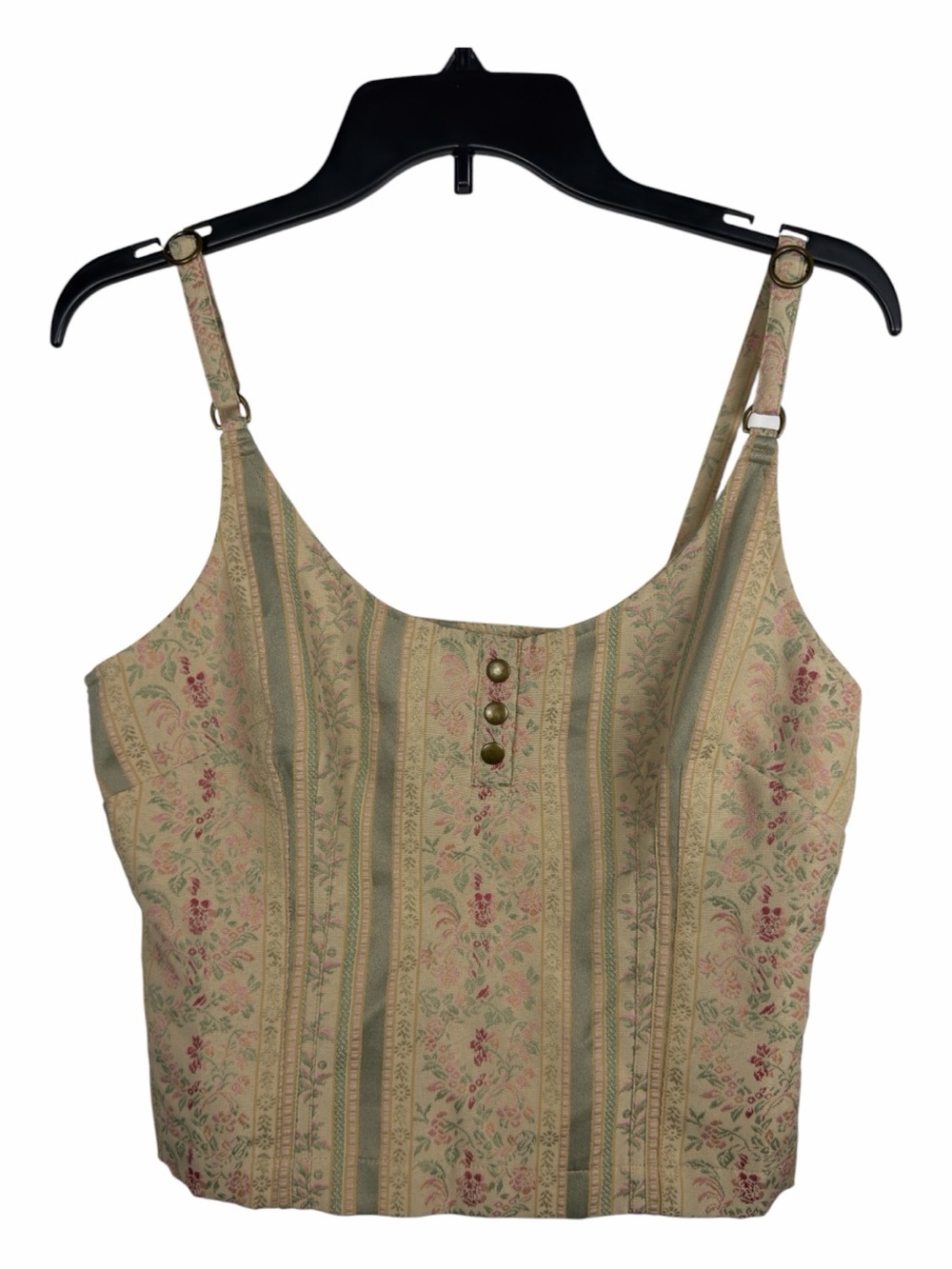 Jeanology Collection Vintage Y2K Floral & Stripe Pattern Corset Top Size 10 EUC